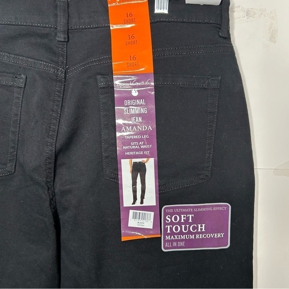 New GLORIA VANDERBILT..AMANDA..STRETCH..BLACK..SLIMMING..DENIM JEANS..16Short - Picture 7 of 7
